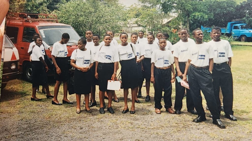 Students in Human Rights shirts